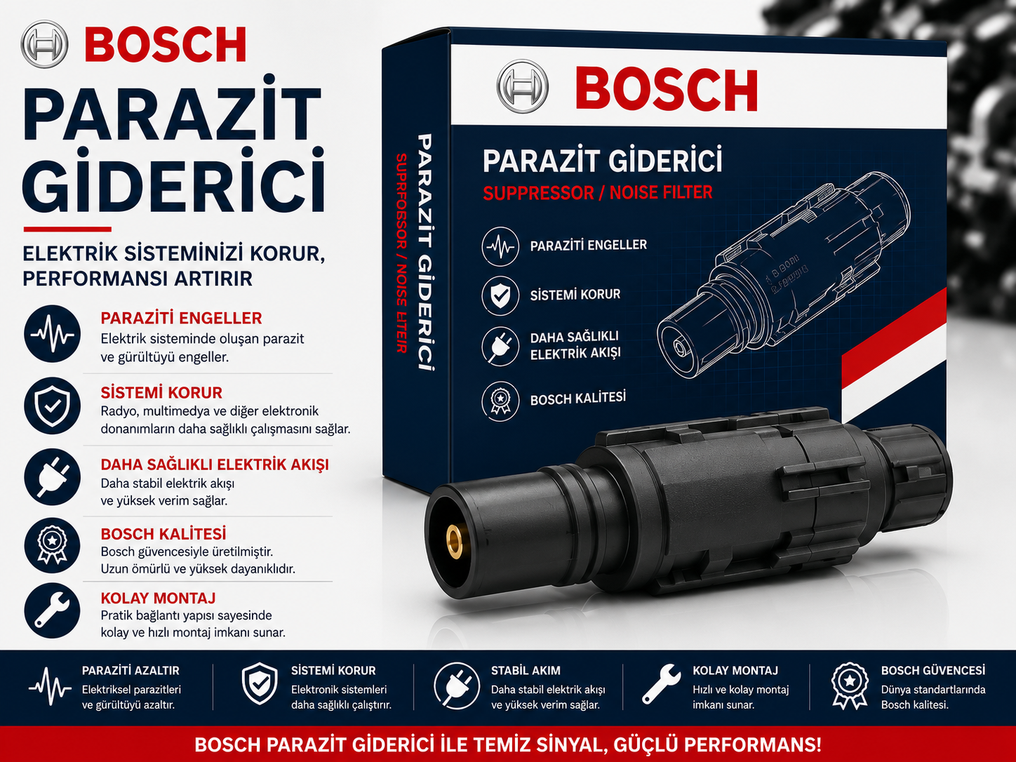Bosch Parazit Giderici 0356100107 Alfa Romeo 145 '95, Alfa Romeo 145 '97, Alfa Romeo 145 '99