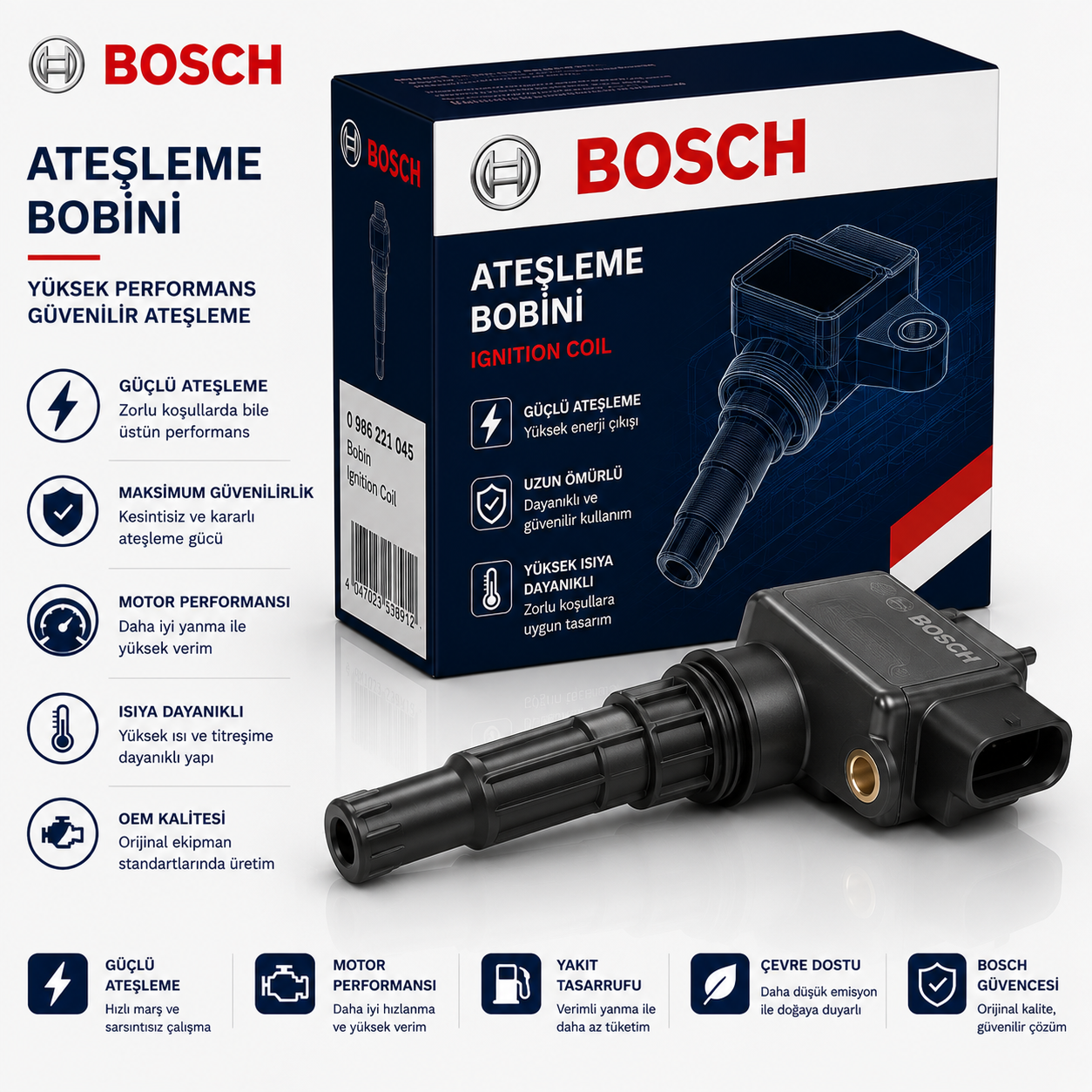 Bosch Ateşleme Bobini 0986221054 Audi; Volkswagen A4 Cabriolet quattro, Audi; Volkswagen A6 Allroad, Audi; Volkswagen A6 Avant quattro