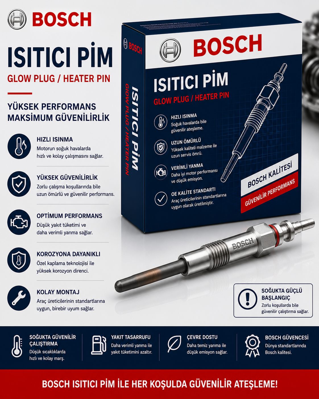 Bosch Isitici Pim 0250403024 Bujisi Citroen; Ford; Land Rover Group; Mazda; Peugeot Boxer, Citroen; Ford; Land Rover Group; Mazda; Peugeot BT-50, Citroen; Ford; Land Rover Group; Mazda; Peugeot BT-50 Pro